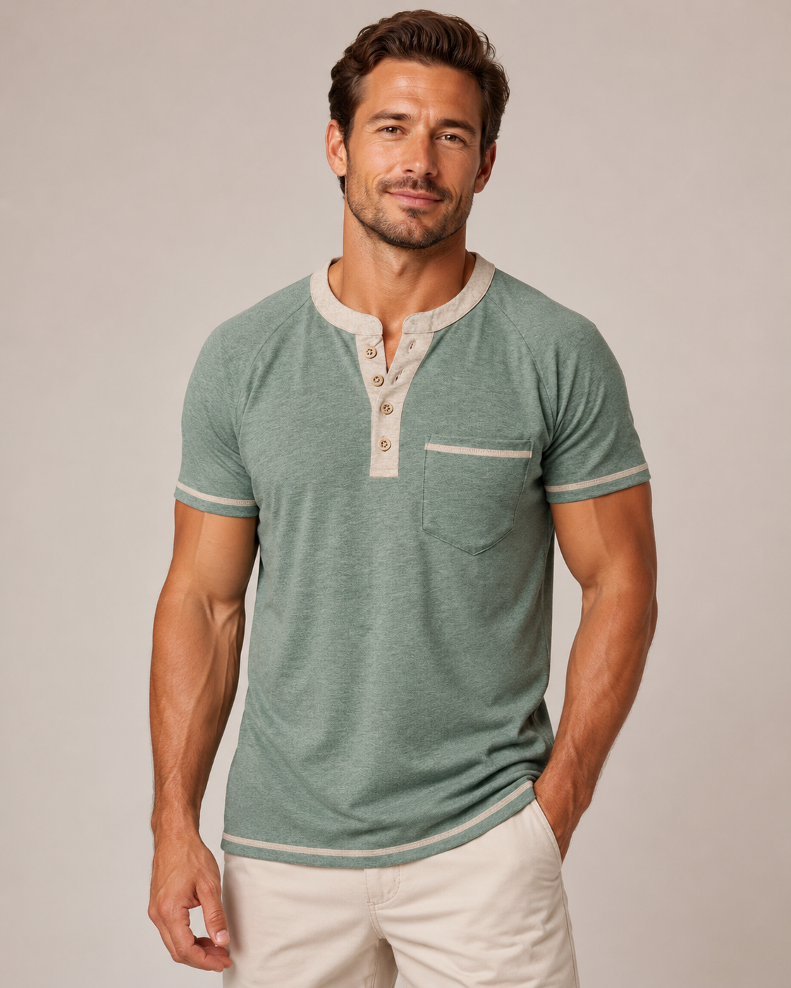 Herren Henley-Shirt – Kurzarm mit Knopfleiste & Vintage-Look