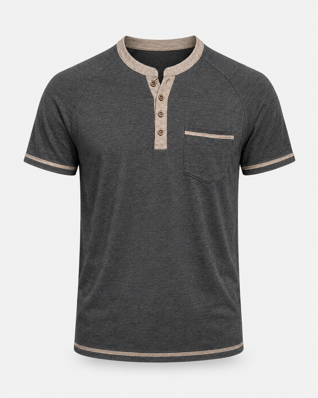 Herren Henley-Shirt – Kurzarm mit Knopfleiste & Vintage-Look
