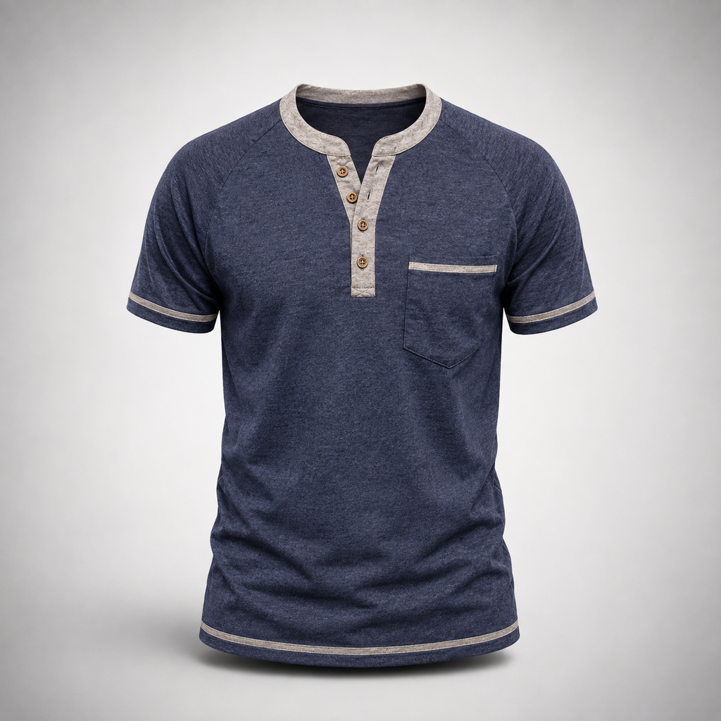 Herren Henley-Shirt – Kurzarm mit Knopfleiste & Vintage-Look