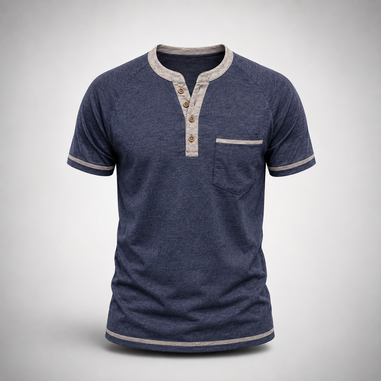Herren Henley-Shirt – Kurzarm mit Knopfleiste & Vintage-Look
